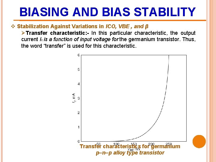 BIASING AND BIAS STABILITY v Stabilization Against Variations in ICO, VBE , and β