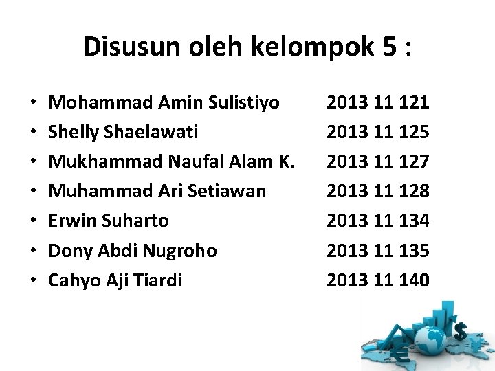 Disusun oleh kelompok 5 : • • Mohammad Amin Sulistiyo Shelly Shaelawati Mukhammad Naufal