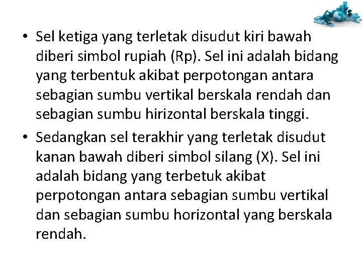 • Sel ketiga yang terletak disudut kiri bawah diberi simbol rupiah (Rp). Sel • Sel ketiga yang terletak disudut kiri bawah diberi simbol rupiah (Rp). Sel