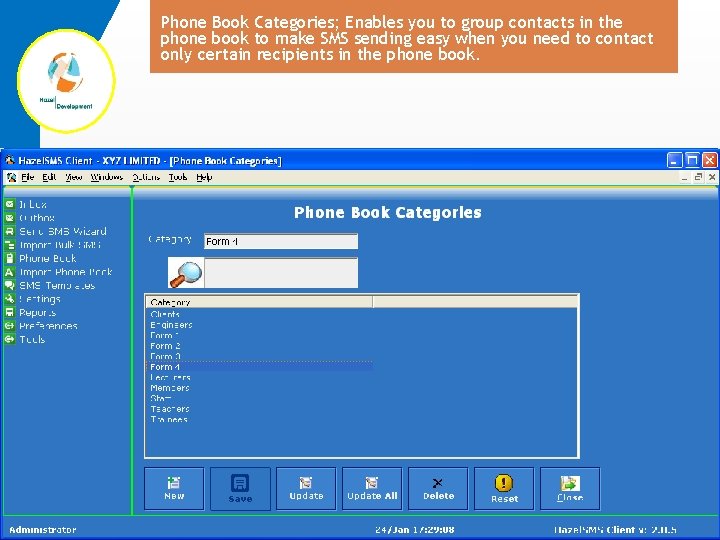 Phone Book Categories; Enables you to group contacts in the phone book to make
