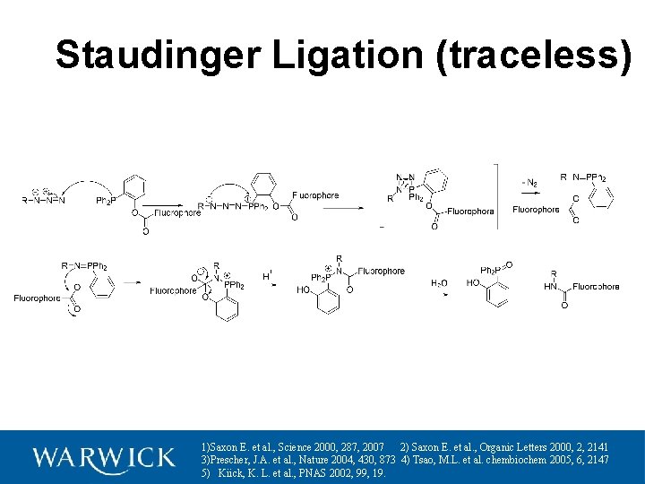 Staudinger Ligation (traceless) 1)Saxon E. et al. , Science 2000, 287, 2007 2) Saxon