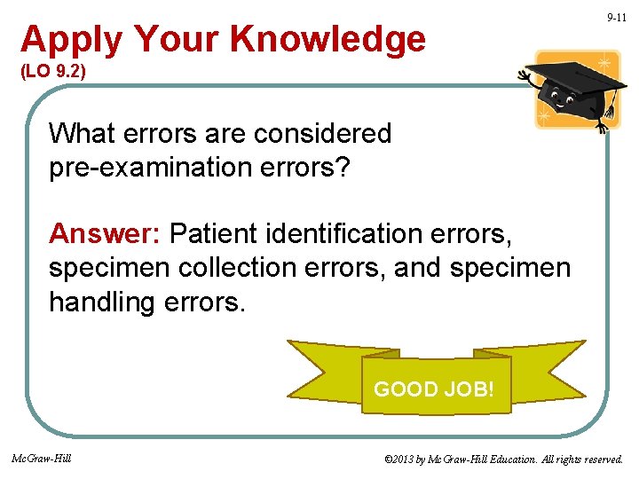 Apply Your Knowledge 9 -11 (LO 9. 2) What errors are considered pre-examination errors?