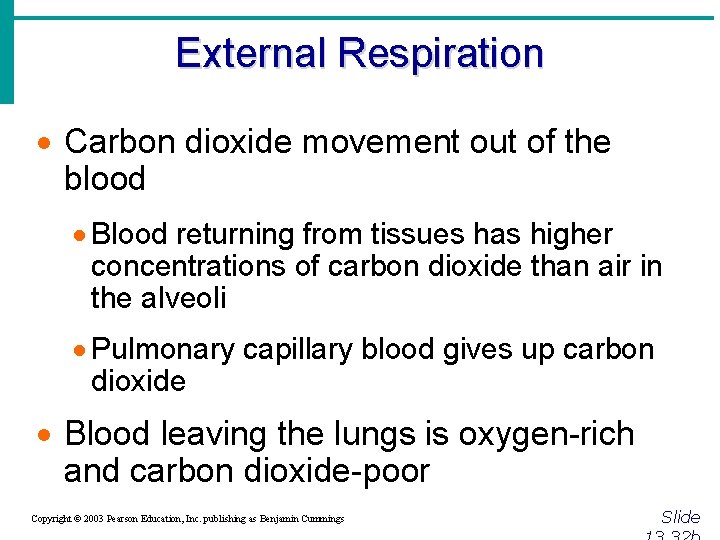 External Respiration · Carbon dioxide movement out of the blood · Blood returning from