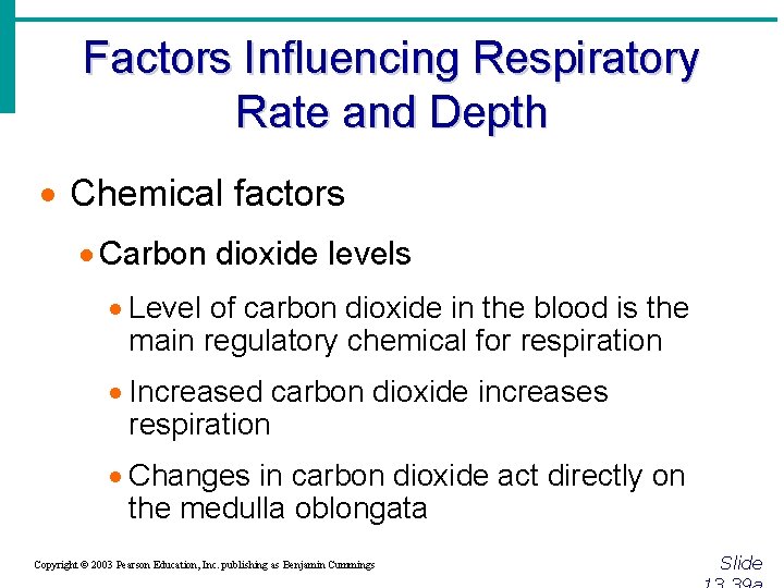 Factors Influencing Respiratory Rate and Depth · Chemical factors · Carbon dioxide levels ·