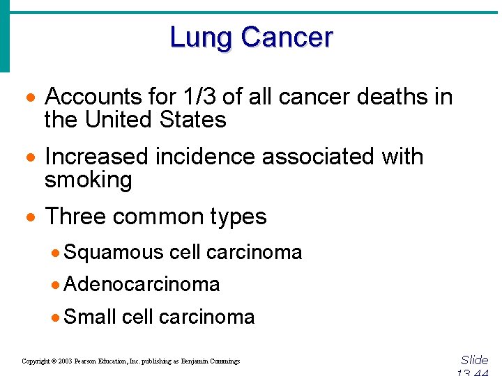 Lung Cancer · Accounts for 1/3 of all cancer deaths in the United States