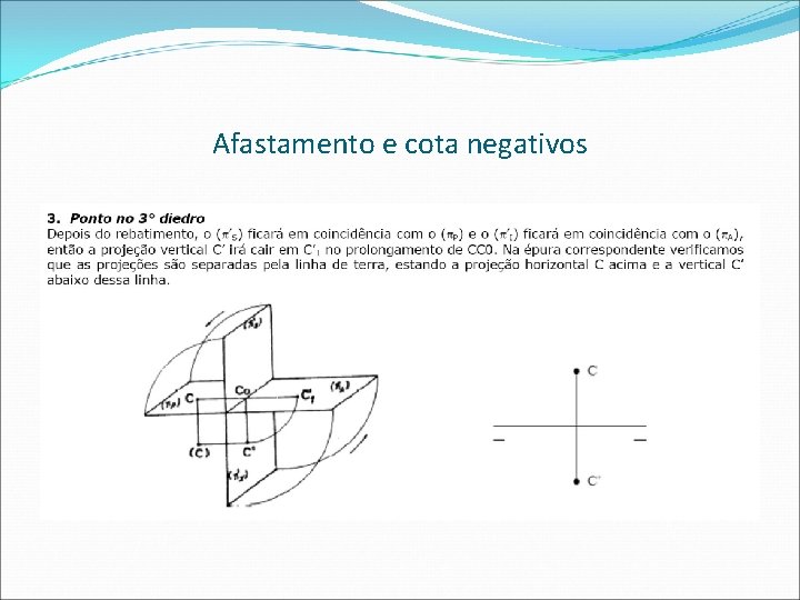 Afastamento e cota negativos  Afastamento e cota negativos