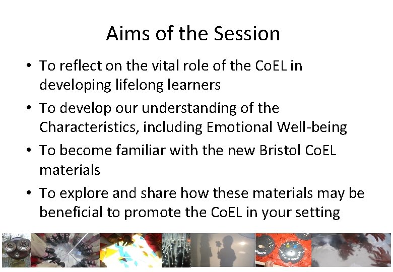 Aims of the Session • To reflect on the vital role of the Co.