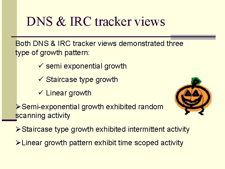 DNS & IRC tracker views Both DNS & IRC tracker views demonstrated three type