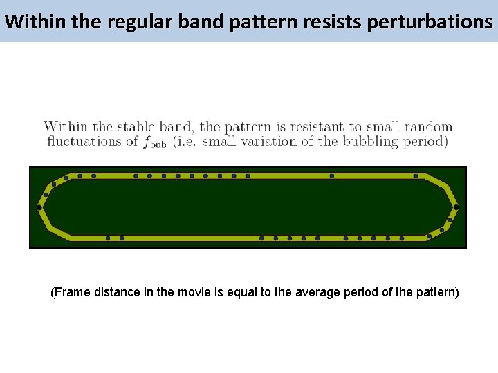 Within the regular band pattern resists perturbations (Frame distance in the movie is equal