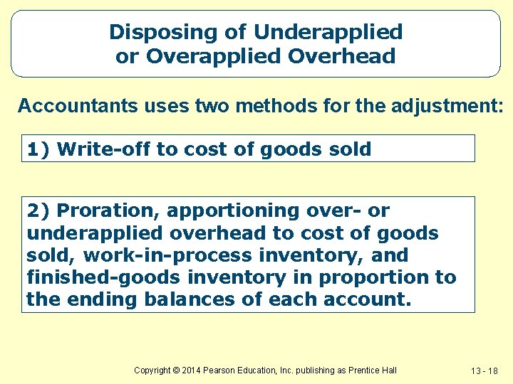 Disposing of Underapplied or Overapplied Overhead Accountants uses two methods for the adjustment: 1)