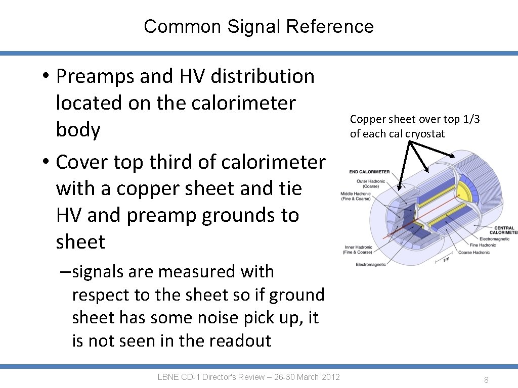 Common Signal Reference • Preamps and HV distribution located on the calorimeter body •