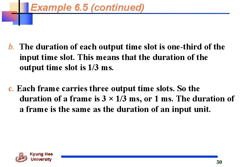 Example 6. 5 (continued) b. The duration of each output time slot is one-third Example 6. 5 (continued) b. The duration of each output time slot is one-third
