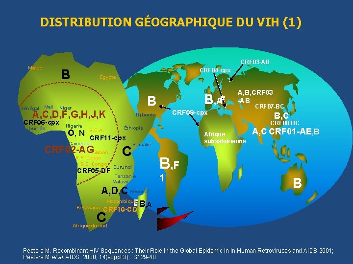  DISTRIBUTION GÉOGRAPHIQUE DU VIH (1) CRF 03 -AB Maroc CRF 04 -cpx B