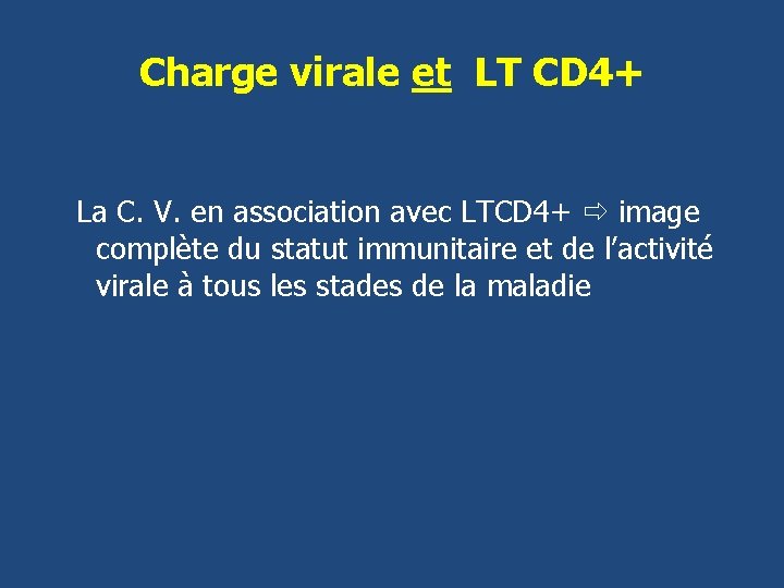 Charge virale et LT CD 4+ La C. V. en association avec LTCD 4+