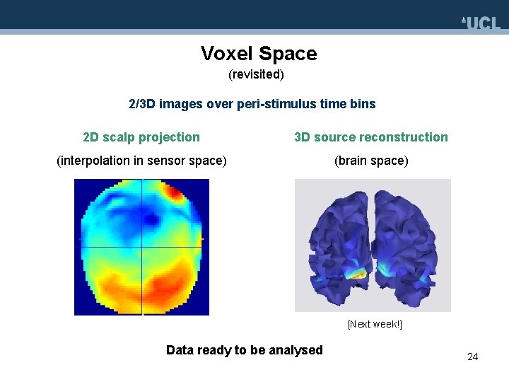 Voxel Space (revisited) 2/3 D images over peri-stimulus time bins 2 D scalp projection
