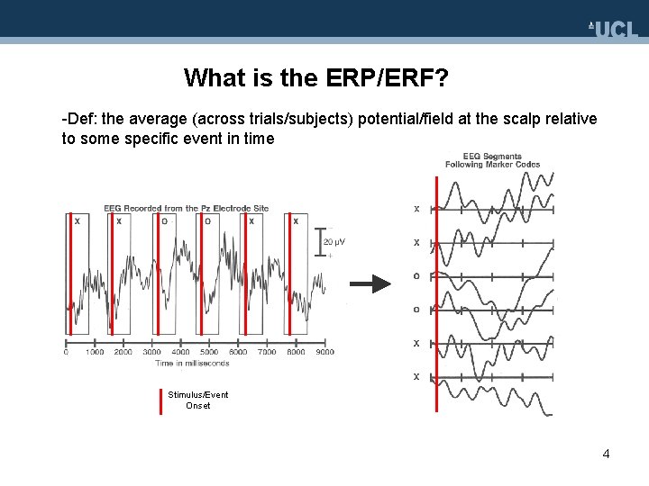 What is the ERP/ERF? -Def: the average (across trials/subjects) potential/field at the scalp relative