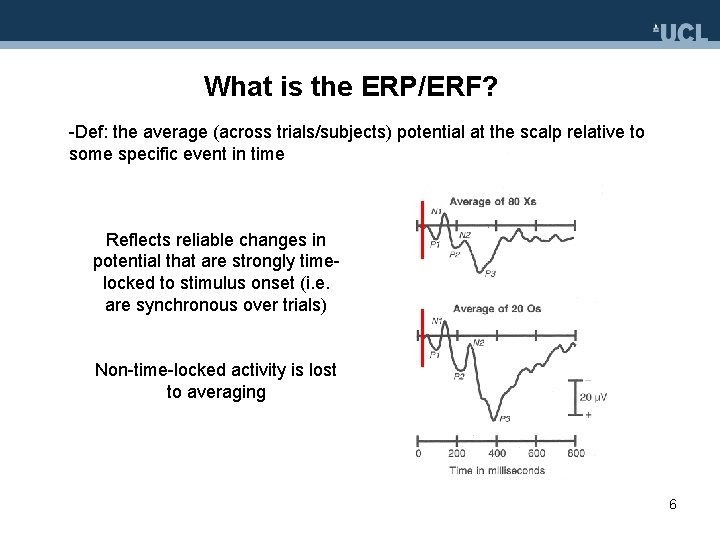 What is the ERP/ERF? -Def: the average (across trials/subjects) potential at the scalp relative