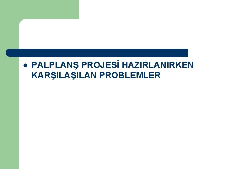 l PALPLANŞ PROJESİ HAZIRLANIRKEN KARŞILAN PROBLEMLER 