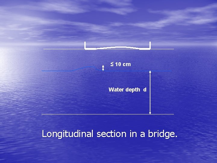 ≤ 10 cm Water depth d Longitudinal section in a bridge. 