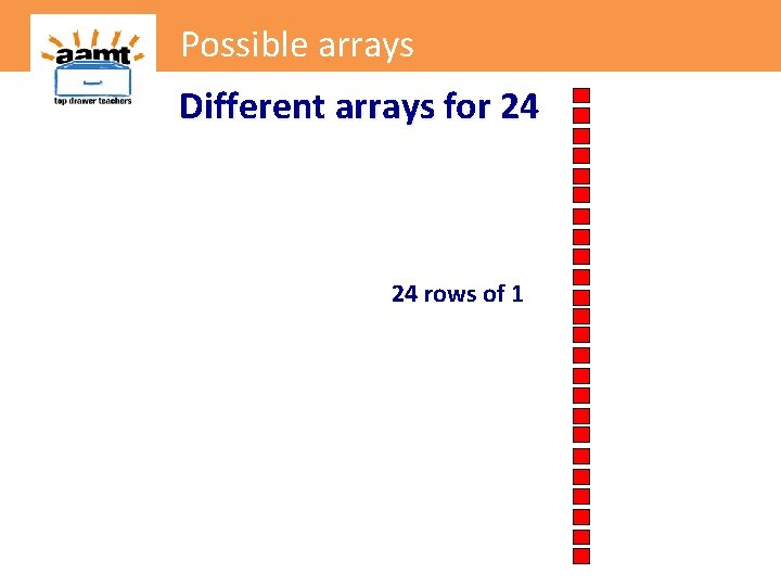 Possible arrays Different arrays for 24 24 rows of 1 