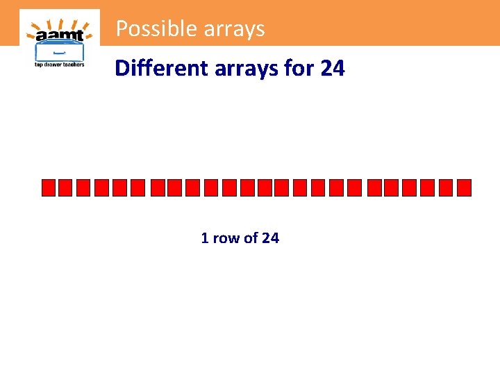 Possible arrays Different arrays for 24 1 row of 24 