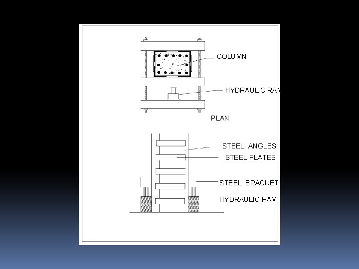 COLUMN HYDRAULIC RAM PLAN STEEL ANGLES STEEL PLATES STEEL BRACKET HYDRAULIC RAM 