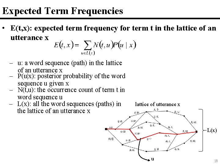 Expected Term Frequencies • E(t, x): expected term frequency for term t in the