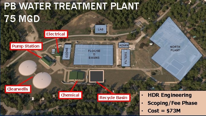 PB WATER TREATMENT PLANT 75 MGD LAB Electrical FLOC/SE D BASINS FILTERS ADMIN OZONE