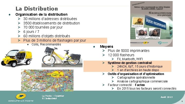 La Distribution ● Organisation de la distribution Ø 30 millions d’adresses distribuées Ø 3500