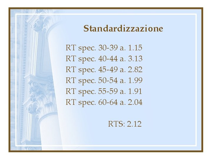 Standardizzazione RT spec. 30 -39 a. 1. 15 RT spec. 40 -44 a. 3.