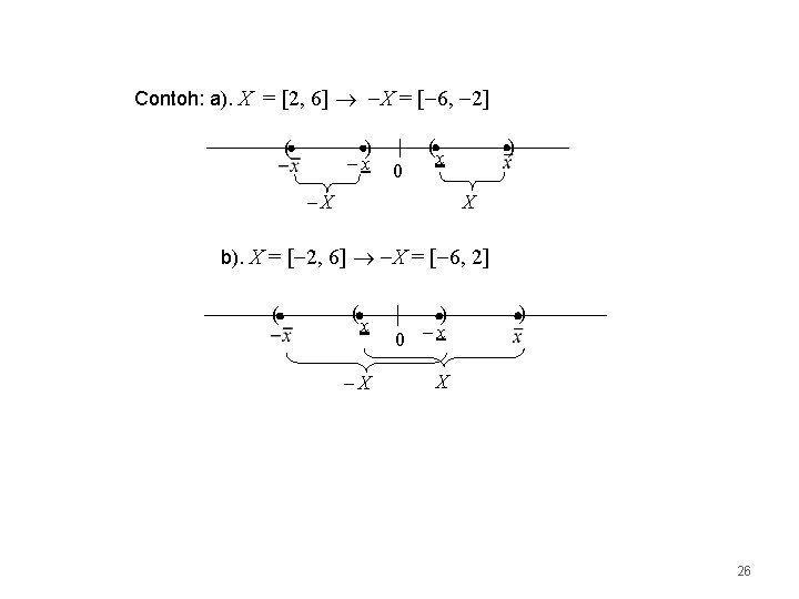 Contoh: a). X = [2, 6] X = [ 6, 2] ) x (