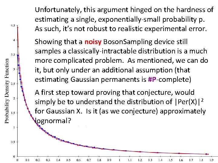Unfortunately, this argument hinged on the hardness of estimating a single, exponentially-small probability p.