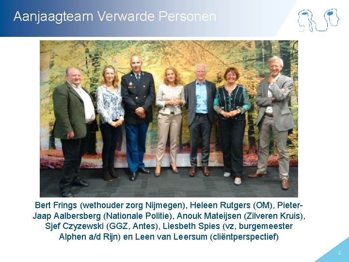 Aanjaagteam Verwarde Personen Bert Frings (wethouder zorg Nijmegen), Heleen Rutgers (OM), Pieter. Jaap Aalbersberg