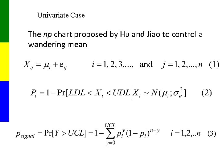 Univariate Case The np chart proposed by Hu and Jiao to control a wandering