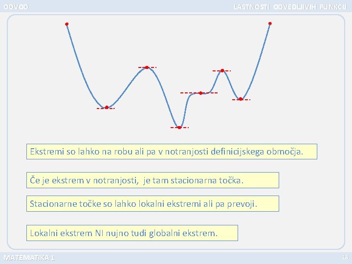 ODVOD LASTNOSTI ODVEDLJIVIH FUNKCIJ Ekstremi so lahko na robu ali pa v notranjosti definicijskega