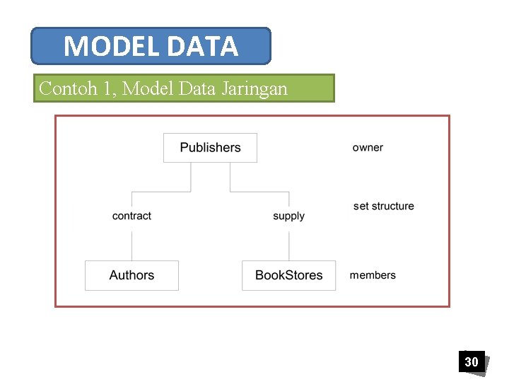 MODEL DATA Contoh 1, Model Data Jaringan 30 