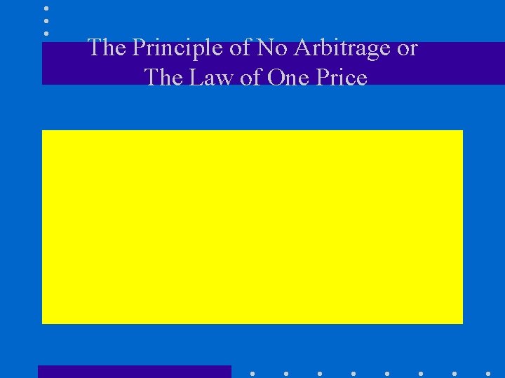 The Principle of No Arbitrage or The Law of One Price 