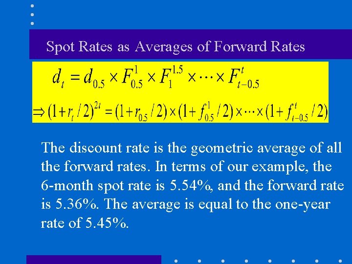 Spot Rates as Averages of Forward Rates The discount rate is the geometric average