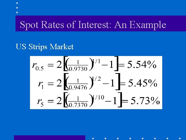 Spot Rates of Interest: An Example US Strips Market 