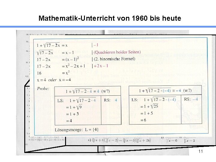 Mathematik-Unterricht von 1960 bis heute 11 