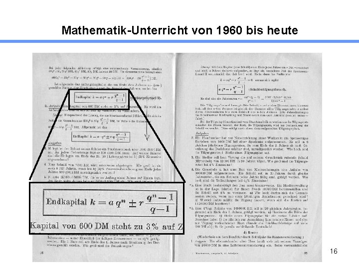 Mathematik-Unterricht von 1960 bis heute 16 