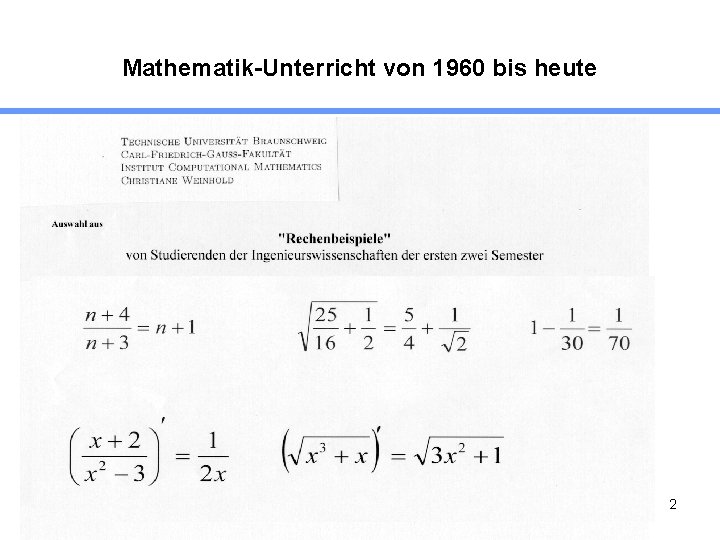 Mathematik-Unterricht von 1960 bis heute 2 