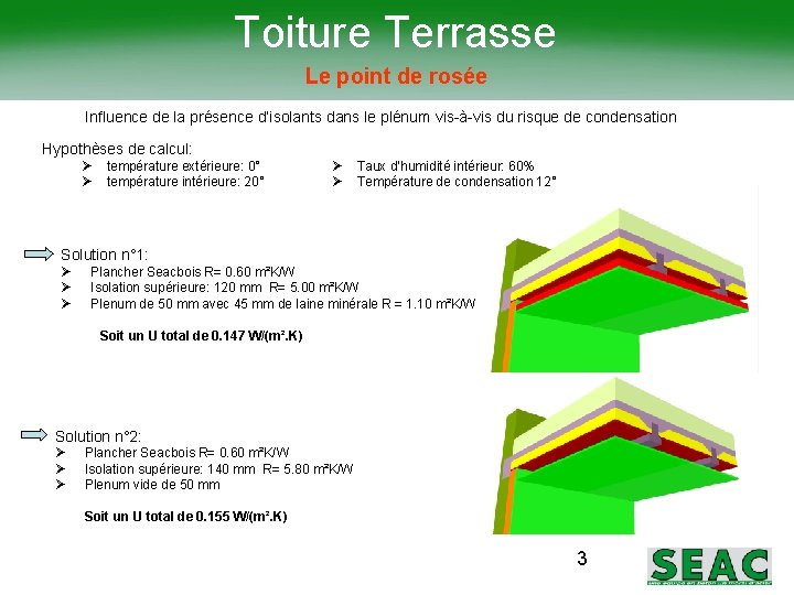 Toiture Terrasse Le point de rosée Influence de la présence d’isolants dans le plénum