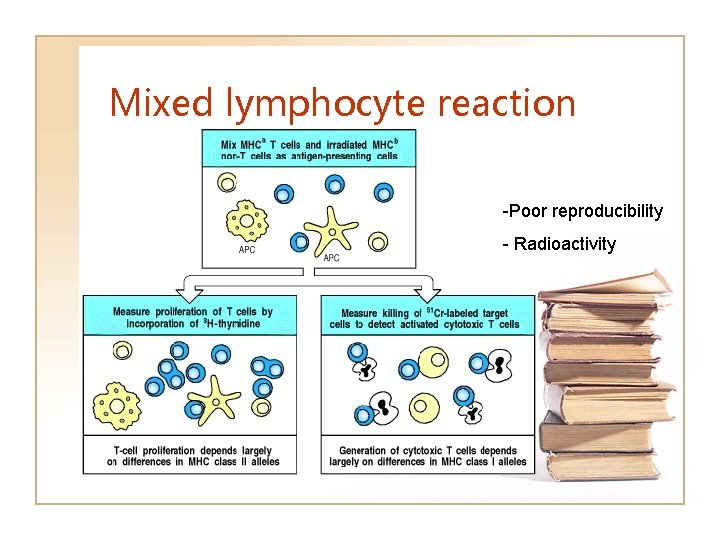 Mixed lymphocyte reaction -Poor reproducibility - Radioactivity 