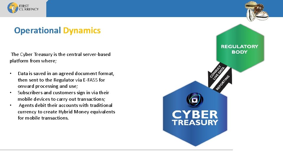 Operational Dynamics The Cyber Treasury is the central server-based platform from where; • •
