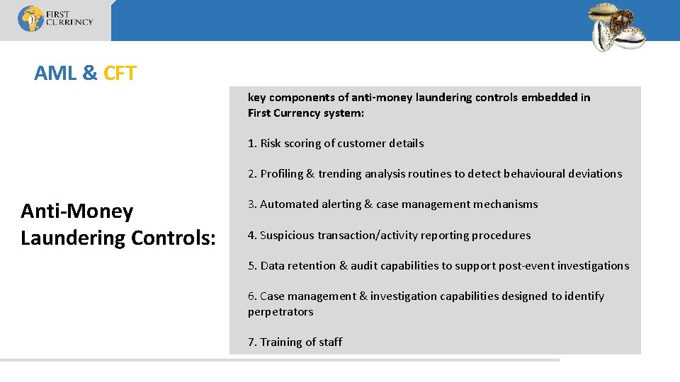 AML & CFT Anti-Money Laundering Controls: key components of anti-money laundering controls embedded in