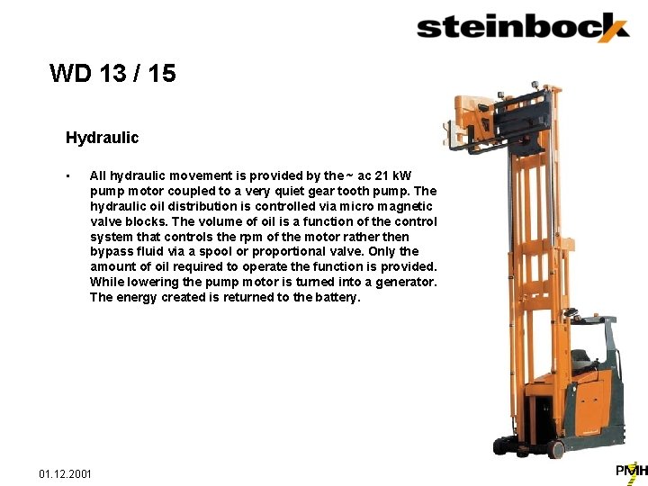 WD 13 / 15 Hydraulic • All hydraulic movement is provided by the ~