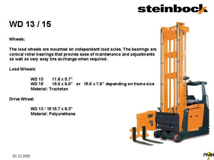 WD 13 / 15 Wheels: The load wheels are mounted on independent load axles.