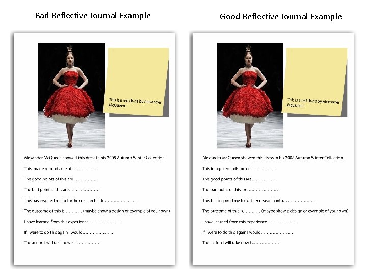 Bad Reflective Journal Example Good Reflective Journal Example 