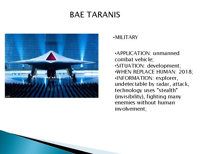 BAE TARANIS • MILITARY • APPLICATION: unmanned combat vehicle; • SITUATION: development; • WHEN